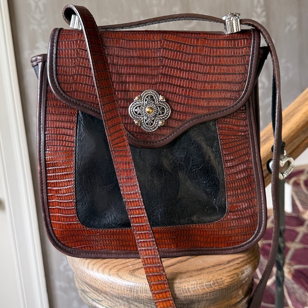 BRIGHTON brown and black leather ladies handbag very good condition 728468 SN